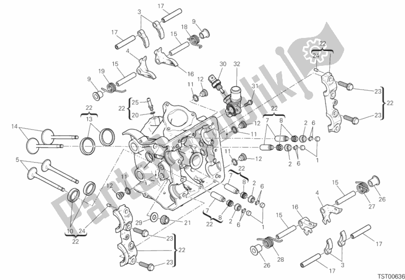 All parts for the Horizontal Head of the Ducati Hypermotard 950 2019